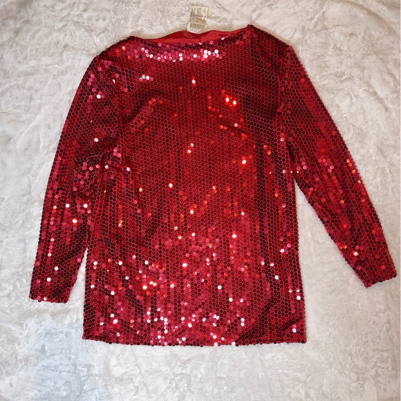 Moda Int’l Red Sequence Sequin Blouse Top Vintage 91 holiday Xmas party - Picture 4 of 5